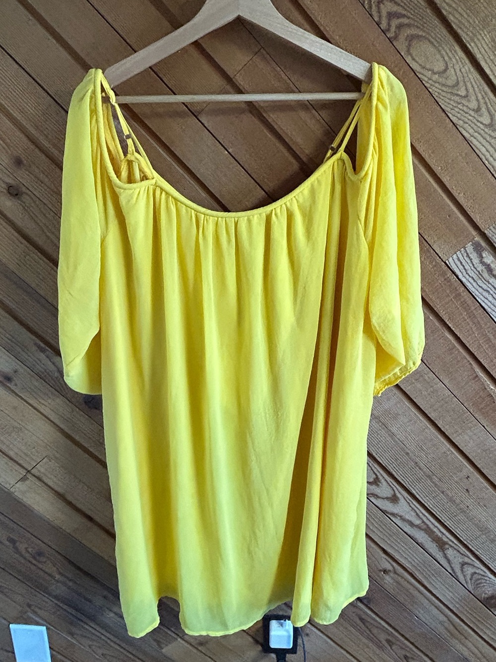 Bright Yellow Off-Shoulder Tunic Dress